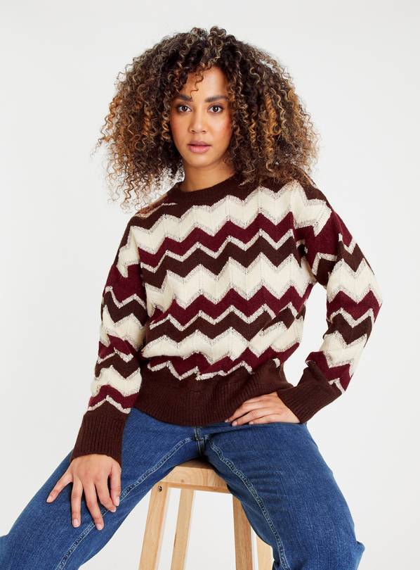 Burgundy Sparkle Chevron Jumper  18